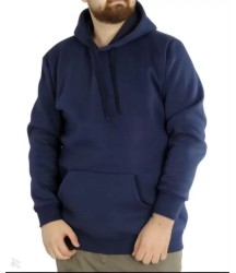 Erkek Uzun Kol Kapşonlu Basic Sweatshirt Hoodie - Lacivert