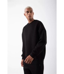 Unisex Biskilet Yaka Üç İplik SweatShirt - Siyah