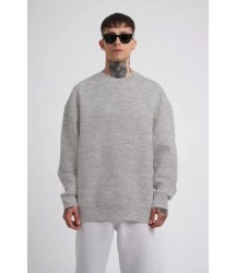 Unisex Biskilet Yaka Üç İplik SweatShirt - Gri