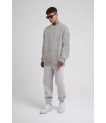 Unisex Biskilet Yaka Üç İplik SweatShirt - Gri