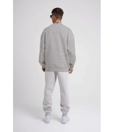 Unisex Biskilet Yaka Üç İplik SweatShirt - Gri