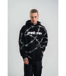 POLIZEI Premium Kalite Kapşonlu Varak Ve Pano Baskılı SweatShirt - Siyah
