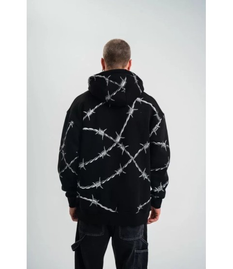 POLIZEI Premium Kalite Kapşonlu Varak Ve Pano Baskılı SweatShirt - Siyah