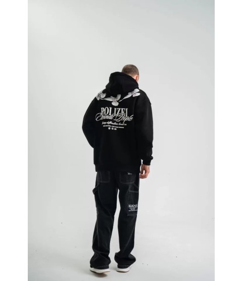 Unisex Uzun Kol Bisiklet Yaka Yıkamalı SweatShirt - Siyah