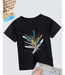 Kız Çocuk Baskılı T-Shirt- Siyah