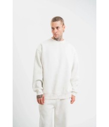 Unisex Uzun Kol Bisiklet Yaka Yıkamalı SweatShirt - Beyaz