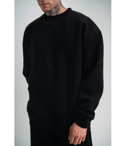Uzun Kol Bisiklet Yaka Basic SweatShirt - Siyah