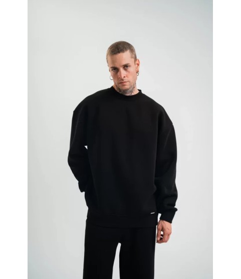 Uzun Kol Bisiklet Yaka Basic SweatShirt - Siyah