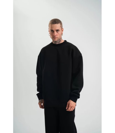 Uzun Kol Bisiklet Yaka Basic SweatShirt - Siyah