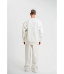Uzun Kol Bisiklet Yaka Basic SweatShirt - Beyaz