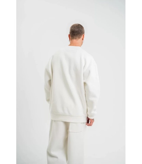 Uzun Kol Bisiklet Yaka Basic SweatShirt - Beyaz