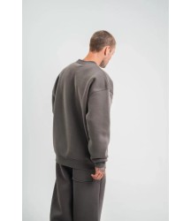 Uzun Kol Bisiklet Yaka Basic SweatShirt - Füme