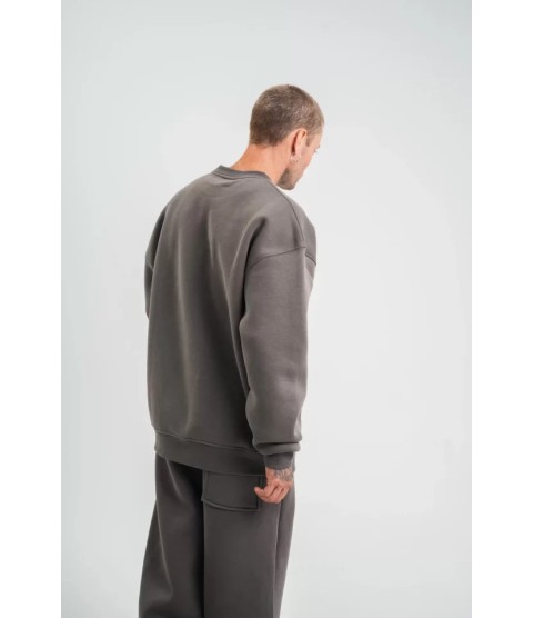 Uzun Kol Bisiklet Yaka Basic SweatShirt - Füme