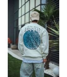 Üç İplik Bisiklet Yaka Baskılı SweatShirt - Beyaz