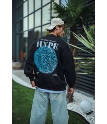 Üç İplik Bisiklet Yaka Baskılı SweatShirt - Siyah