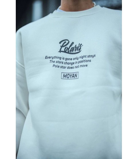 Kışlık Bisiklet Yaka Ön Ve Arka Baskılı SweatShirt - Beyaz