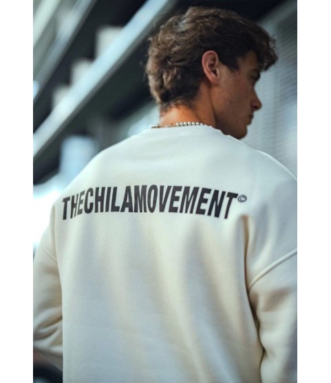 Kışlık Bisiklet Yaka Oversize Baskılı SweatShirt - Beyaz