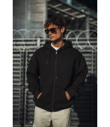 Oversize Tam Fermuarlı Uzun Kol Hırka - Siyah