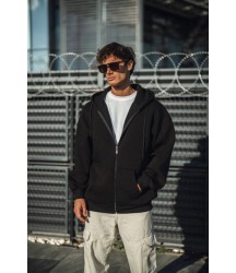 Oversize Tam Fermuarlı Uzun Kol Hırka - Siyah