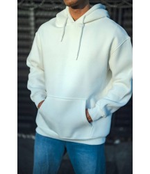 Üç İplik Penye Kapşonlu Basic SweatShirt - Beyaz