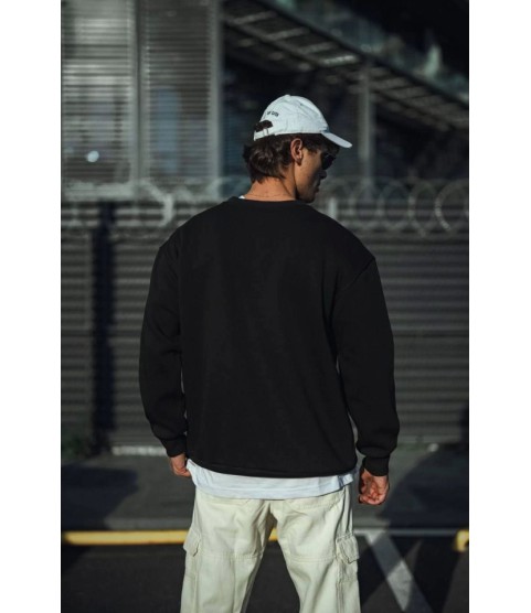 Kışlık Bisiklet Yaka Üç İplik Basic SweatShirt - Siyah