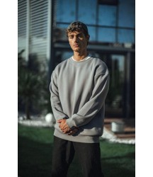 Kışlık Bisiklet Yaka Üç İplik Basic SweatShirt - Boyalı Gri