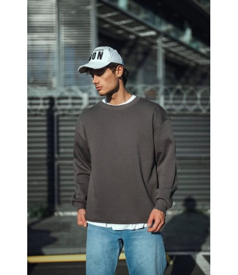 Kışlık Bisiklet Yaka Üç İplik Basic SweatShirt - Antrasit