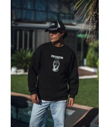 Kışlık Bisiklet Yaka Baskılı SweatShirt - Siyah