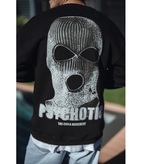 Kışlık Bisiklet Yaka Baskılı SweatShirt - Siyah