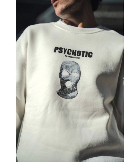 Kışlık Bisiklet Yaka Baskılı SweatShirt - Beyaz