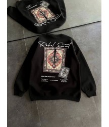 Bisiklet Yaka Baskılı SweatShirt - Siyah