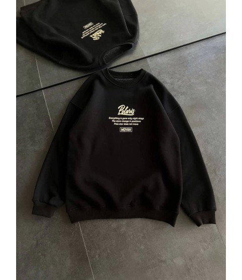 Kışlık Bisiklet Yaka Ön Ve Arka Baskılı SweatShirt - Siyah Kışlık Bisiklet Yaka Ön Ve Arka Baskılı SweatShirt - Siyah