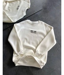 Bisiklet Yaka Üç İplik Baskılı Oversize SweatShirt - Beyaz