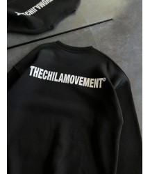 Kışlık Bisiklet Yaka Oversize Baskılı SweatShirt - Siyah