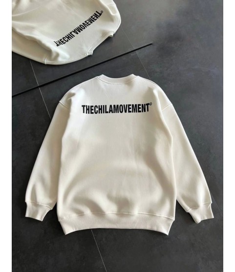 Kışlık Bisiklet Yaka Oversize Baskılı SweatShirt - Beyaz Kışlık Bisiklet Yaka Oversize Baskılı SweatShirt - Beyaz