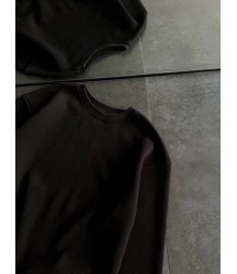 Kışlık Bisiklet Yaka Üç İplik Basic SweatShirt - Siyah