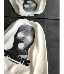 Kışlık Bisiklet Yaka Baskılı SweatShirt - Beyaz