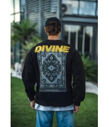 Kışlık Bisiklet Yaka Baskılı SweatShirt - Siyah
