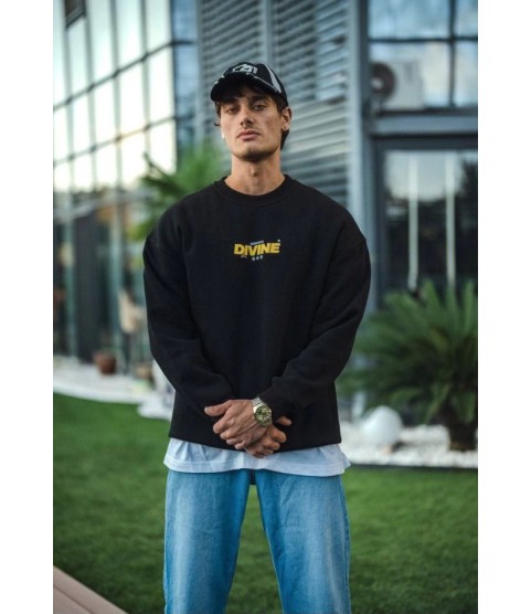 Kışlık Bisiklet Yaka Baskılı SweatShirt - Siyah