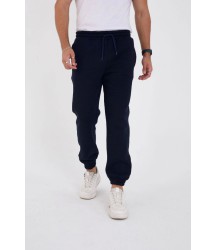 Unisex Kışlık Üç İplik Lastikli Eşofman Pantolon - Lacivert