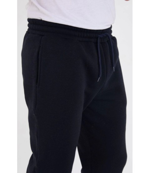 Unisex Kışlık Üç İplik Lastikli Eşofman Pantolon - Lacivert