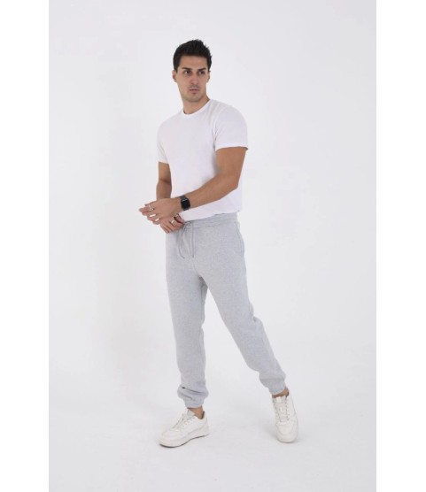 Unisex Kışlık Üç İplik Lastikli Eşofman Pantolon - Gri