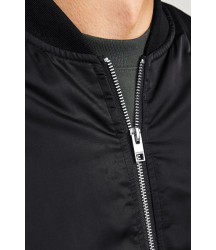 Unisex İçi Astarlı Düz Bomber Ceket - Siyah