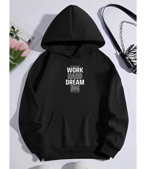 Kışlık Üç İplik Kapşonlu SweatShirt - Siyah