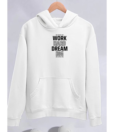 Kışlık Üç İplik Kapşonlu SweatShirt - Beyaz