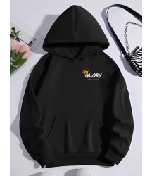 Kışlık Üç İplik Kapşonlu SweatShirt - Siyah
