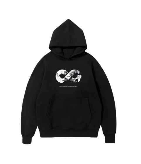 10 Kasıma Özel Üç İplik Kapşonlu Baskılı SweatShirt - Siyah