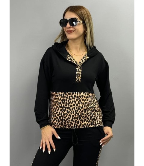 Kadın Uzun Kollu Leopar Detay Sweat Ve Yanı Leopar şerit Detay Pantolon Ikili Takım Kadın Uzun Kollu Leopar Detay Sweat Ve Yanı Leopar şerit Detay Pantolon Ikili Takım