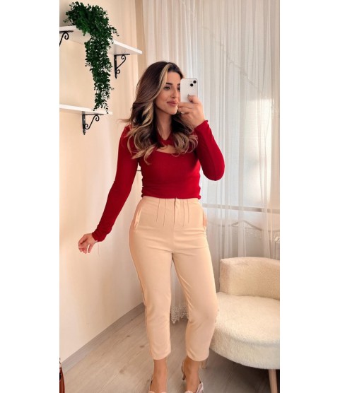Kadın üste Oturan Paçası Bilek üzerinde Biten Atlas Kumaş Pantolon 36 (S) - 48 (4XL)