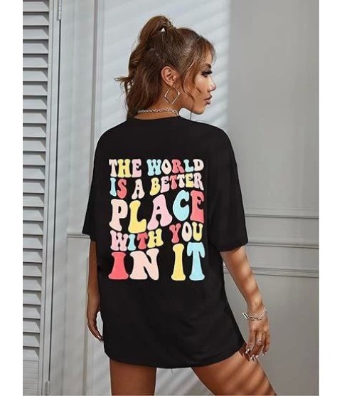Bisiklet Yaka Baskılı T-shirt - Siyah